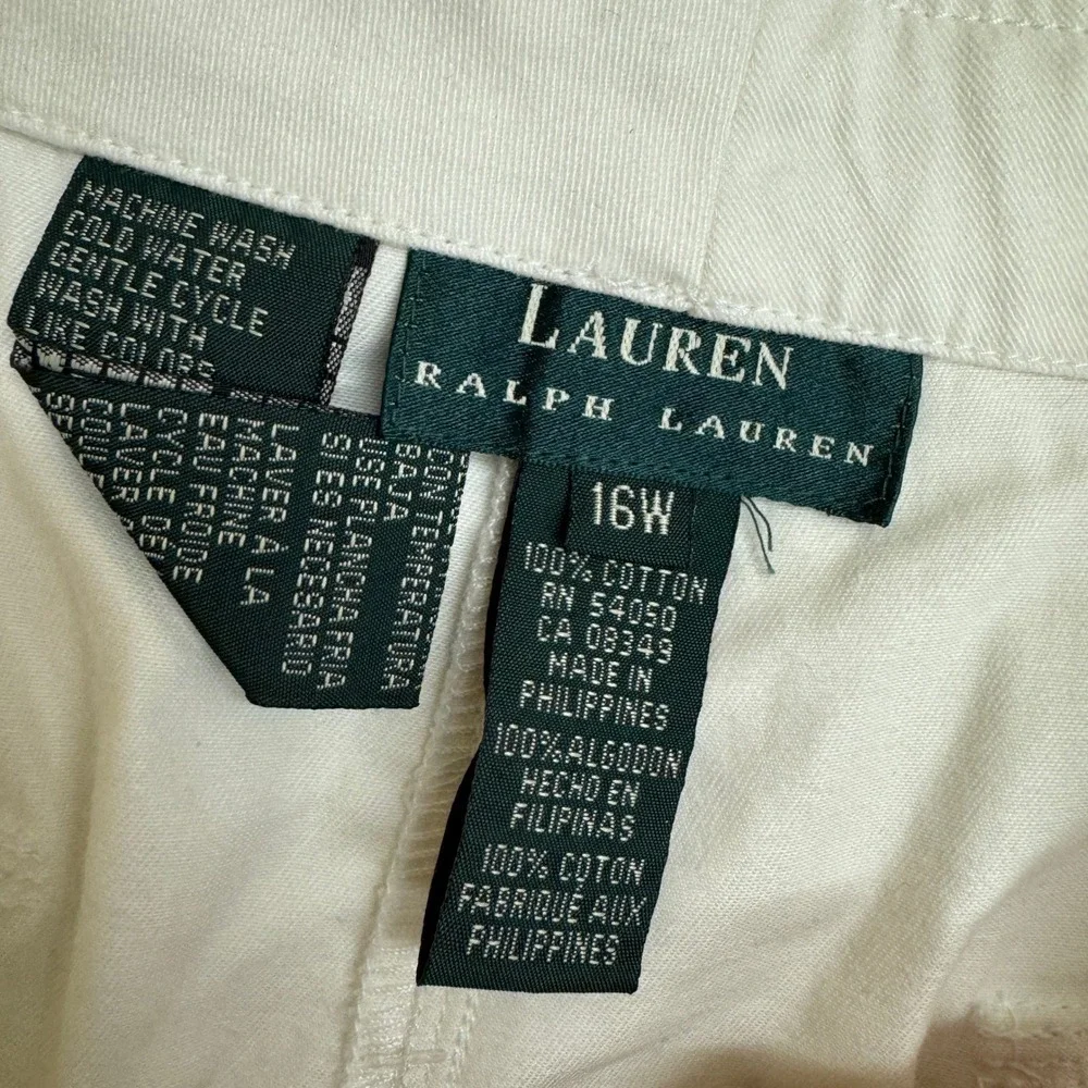Lauren Ralph Lauren Shorts Womens 16W White Cotton Cargo Utility Drawstring‎